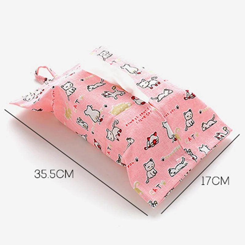 Ins Style Cloth Tissue Holder Cute Cartoon Printed Hanging Bag Bathroom Living Room Car Box Napkin | Дом и сад