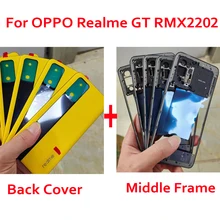 Original Back Battery Cover Case For OPPO Realme GT 5G RMX2202 Rear Panel Housing Phone Repair Replacement + Middle Frame