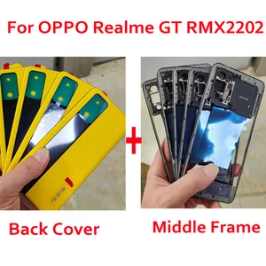 original back battery cover case for oppo realme gt 5g rmx2202 rear panel housing phone repair replacement middle frame free global shipping