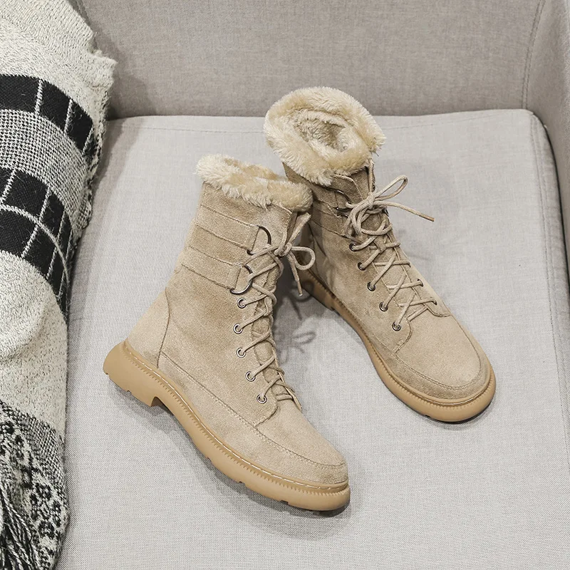 

Genuine Leather Snow Boots Women 2022 Winter New Plus Velvet Thickening Ladies Martin Boots Warm Ankle Boots Sheepskin Fur Boots