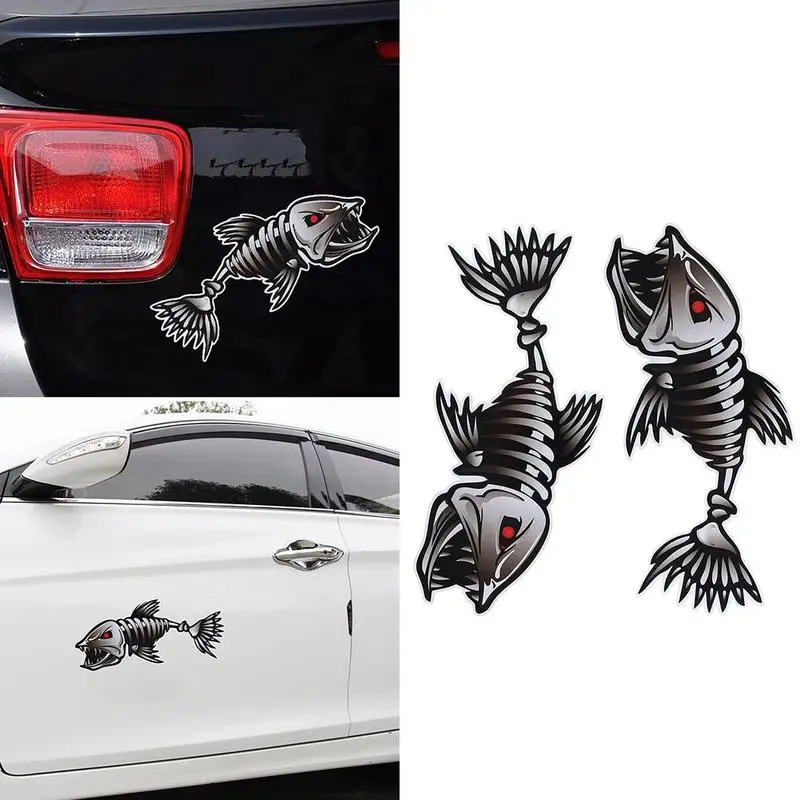 1 пара наклеек для автомобиля на Хэллоуин с изображением рыбьей кости украшение