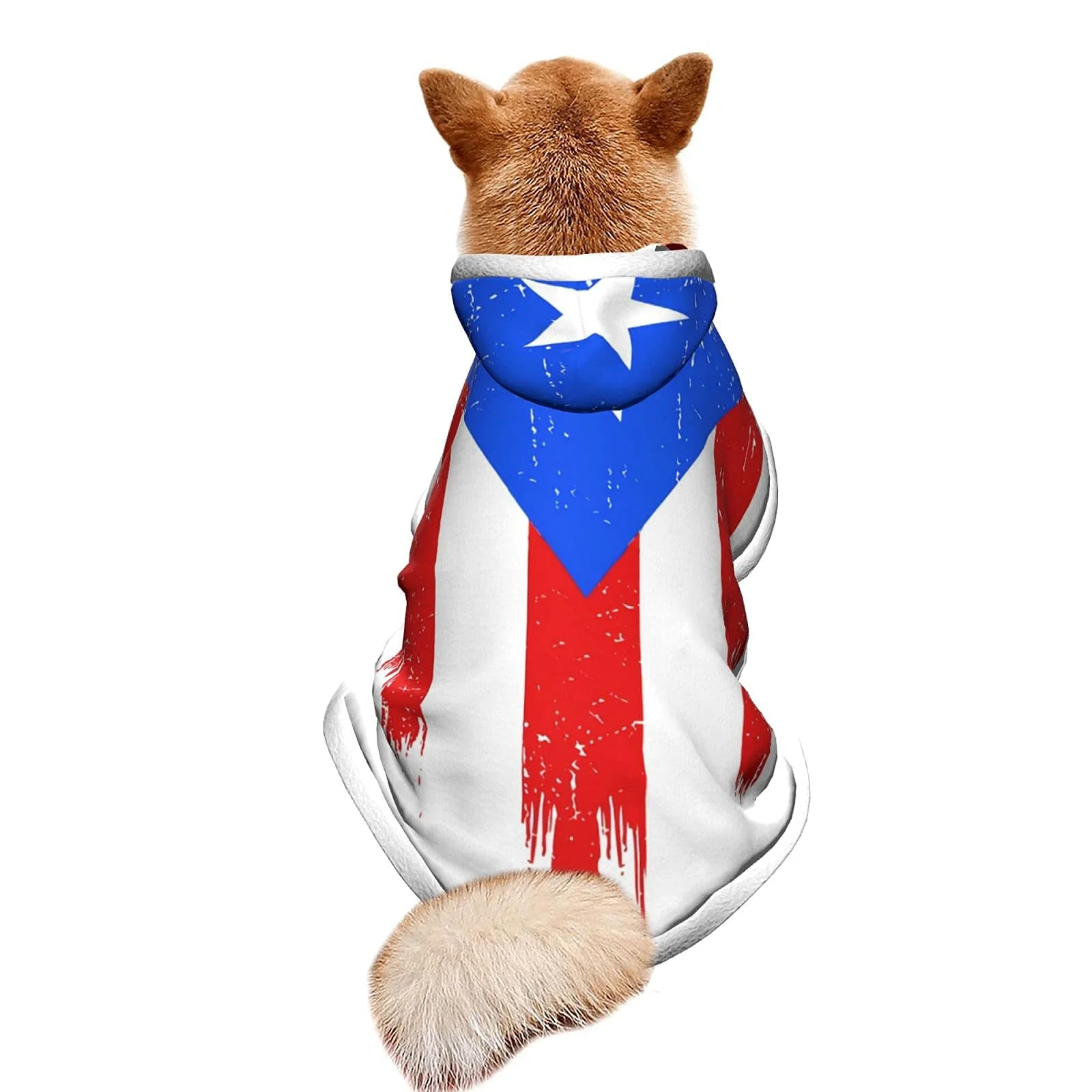 

Pet Hoodie Clothes Puerto Rico Flag Plush Dog Hooded Sweatshirt Casual Cloak Cloak Puppy Jacket