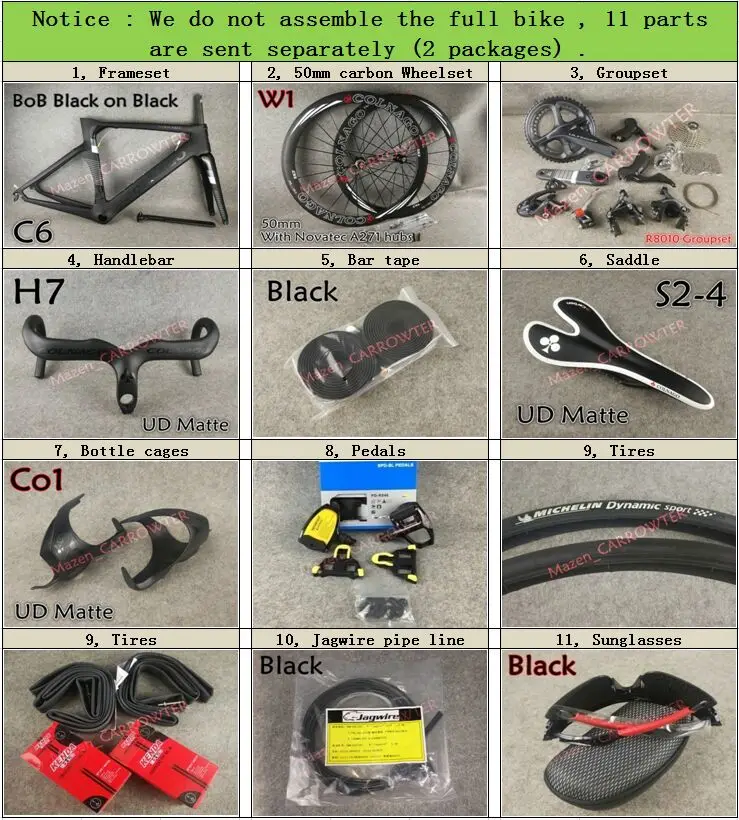 BoB черный на черном Colnago концепция полный велосипед полный карбоновый дорожный велосипед с R8010 Группа Набор 50 мм карбоновые колеса A271 концентраторы