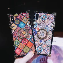 Luxury Square Blu-ray Bohemian Ethnic Style Frame Case for Samsung Note 20 Ultra 10 Lite M31 M21 Soft Silicon Phone Back Cover