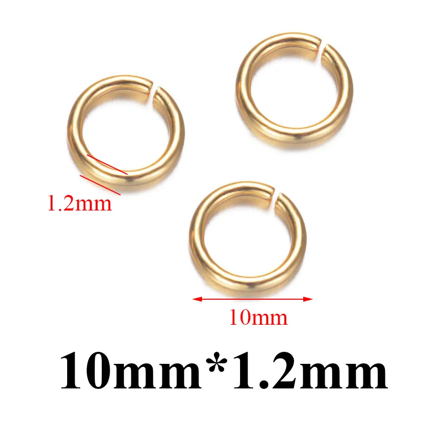 1.2mmx10mm Высококачественные золотые кольца из нержавеющей стали для изготовления ювелирных изделий, фурнитура и ожерелье, серьги - Цвет: 1.2mmx10mm