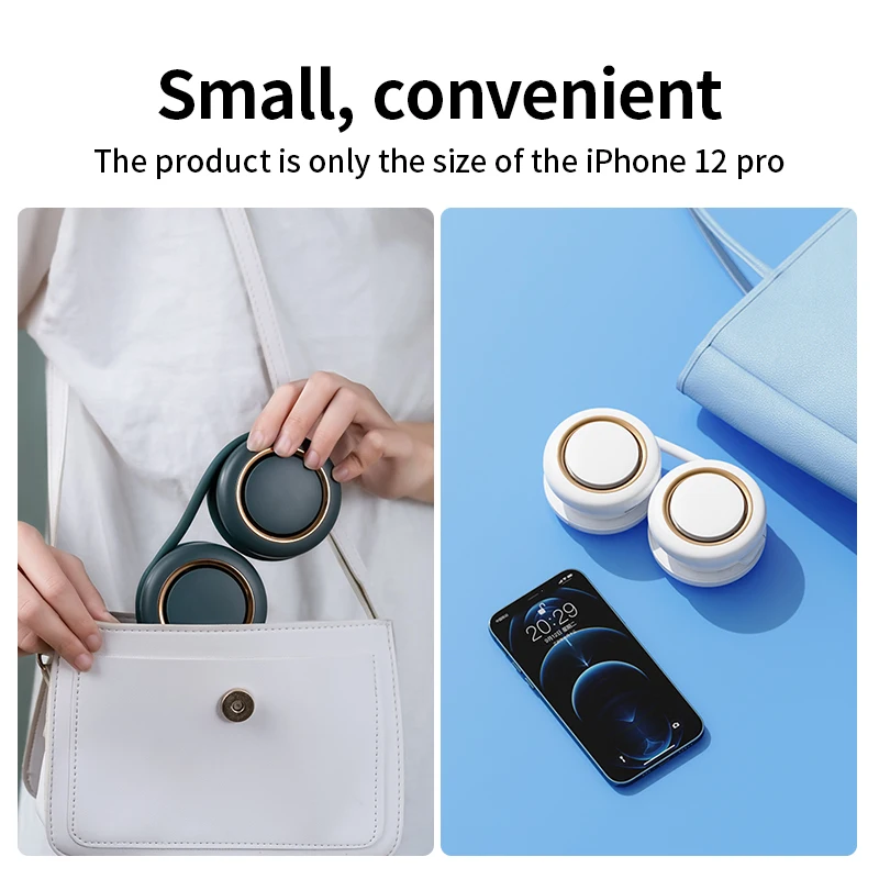 Мини вентилятор USB Портативный электрический на шее пластиковые Перезаряжаемые 3