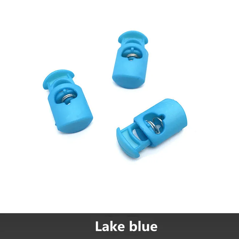 lake blue 20 шт. Высококачественная пластиковая пробка с одним отверстием, замок для шнура, затягивающий пружинный шнур, концевые пряжки, аксессуары для установки одежды DIY - Цвет: lake blue
