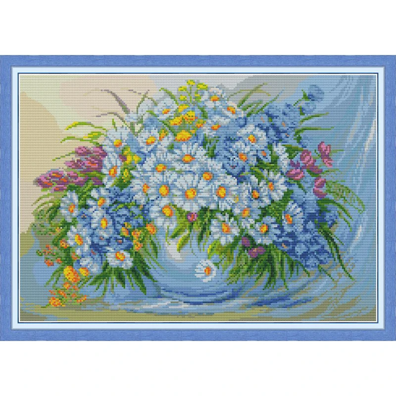 

Everlasting Love Daisy 6 Chinese Cross Stitch Kits Ecological Cotton Clear Stamped Printed 11CT DIY Christmas Wedding Decoration