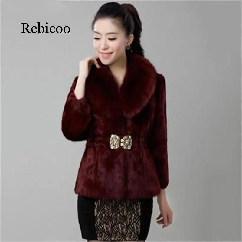 

2019 New Autumn Winter Coat Women's Clothing Imitation Mink Fur Jacket Fashion Coat Slim Fox Fur Collar Women Coats