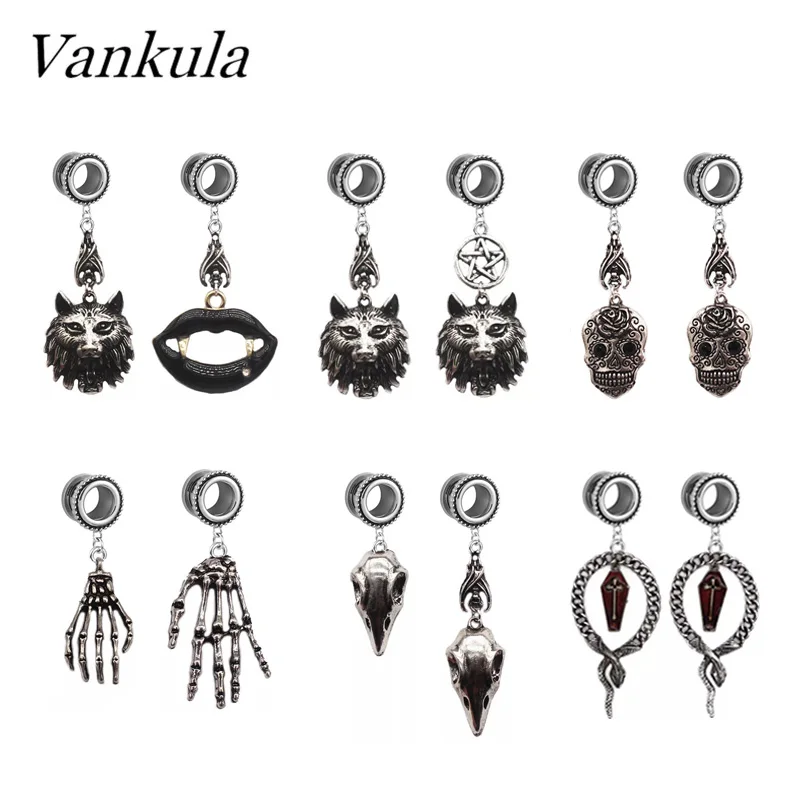 Vankula 2 шт. Висячие ушные заглушки туннели дилаты Oreja плоские датчики из