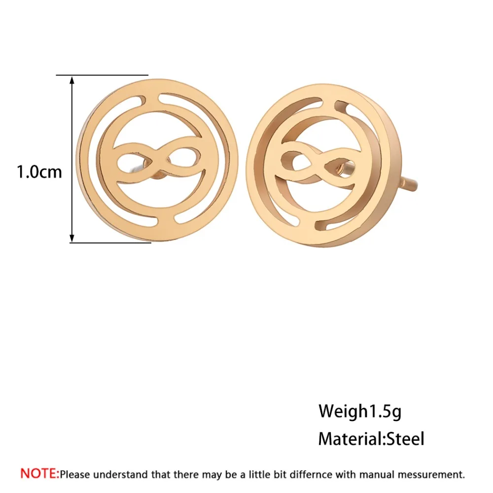 QIMING из нержавеющей стали со знаком бесконечности серьги-гвоздики в форме простые