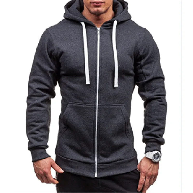 2021 Summer Men Casual Hoodies Male Sweatshirt Zipper Long Sleeve Hooded Spring Jacket Coat Pocket | Мужская одежда