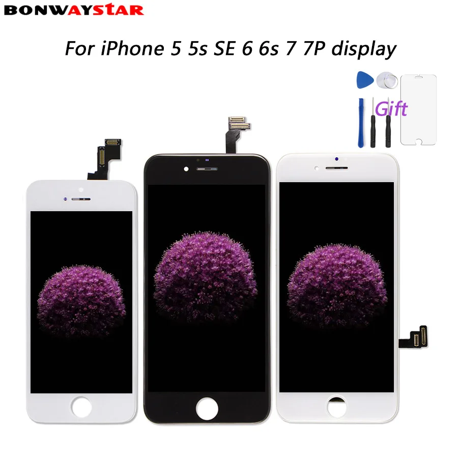 

Bonwaystar Original For iPhone 5 5s se 6 6S 7 7p LCD With Perfect 3D Touch Screen Digitizer Assembly For iPhone 6SP Display +T