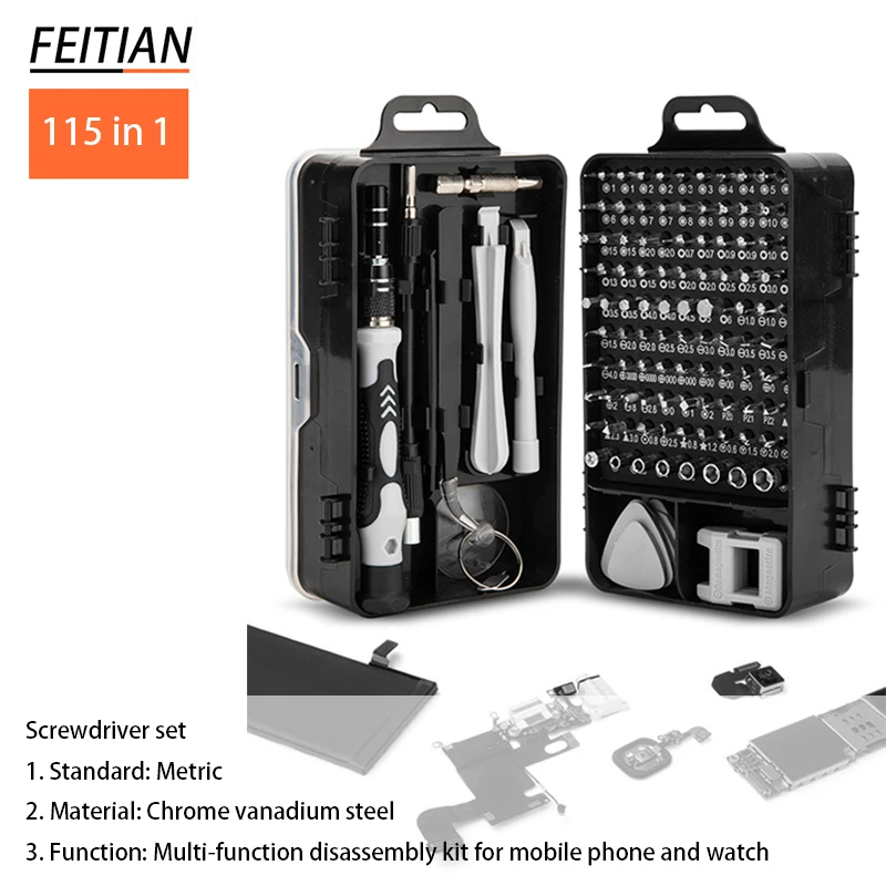 

Phone Repair Tools Kit Screwdriver Set Precision 115 In 1 Magnetic Torx Hex Bit Screw Driver Bits Insulated Multitools