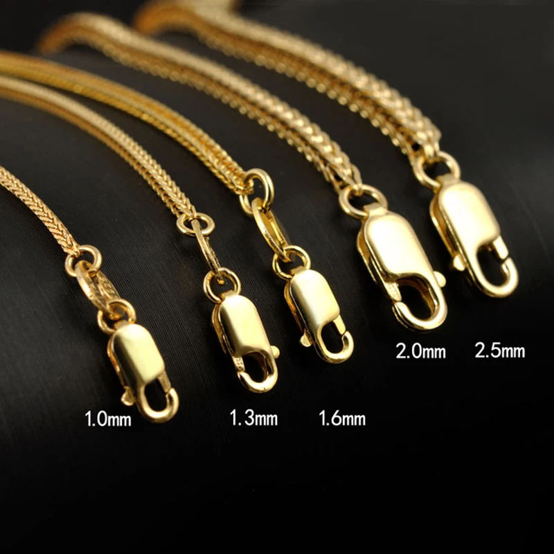 925 Sterling Silver Chopin Chain Necklace Golden For Men Women Gift Long 40 45 50 55 60 65 70 80 CM Wide 1 1.3 1.6 2 2.5 MM