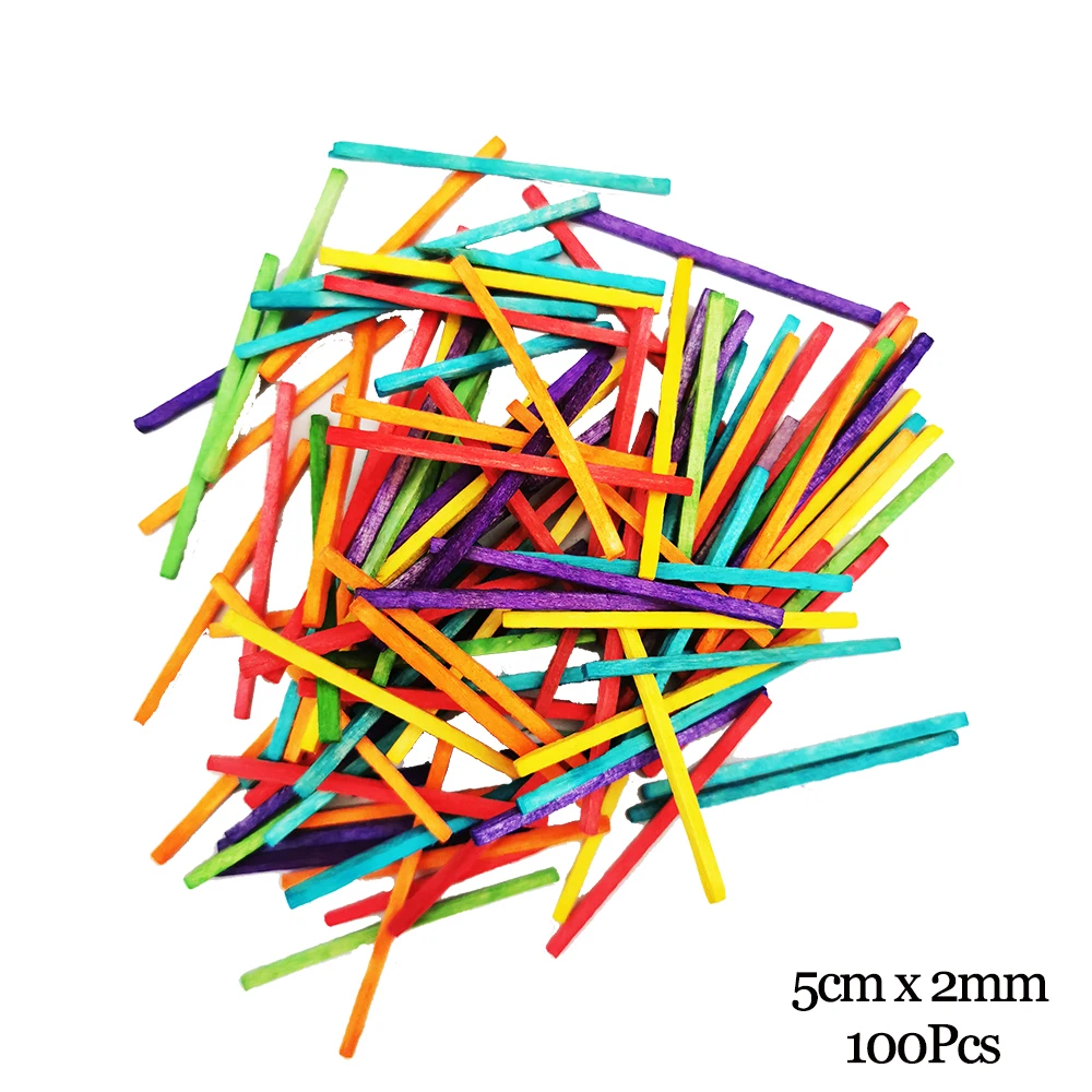Colored Match Stick 50 шт. деревянные палочки для мороженого, деревянная палочка для леденцов, инструменты для торта, палочки для детского сада, Обучающие инструменты, принадлежности для рукоделия - Цвет: Colored Match Stick