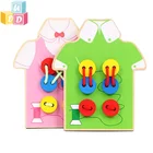 Учебная игра по методике Монтессори с деревянными нитями, помощь в обучении, рука, швейные пуговицы, футболка, доска для нарезки нитей, интерактивная игра для нарезки нитей