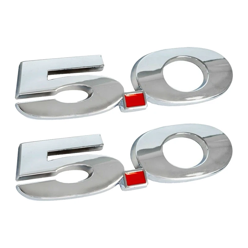 

for 2011-2014 Ford Mustang GT 5.0 Chrome Plated Side Body Fender Emblems - Pair 5.5 x 1.5 Inch Decal Sticker Nameplate