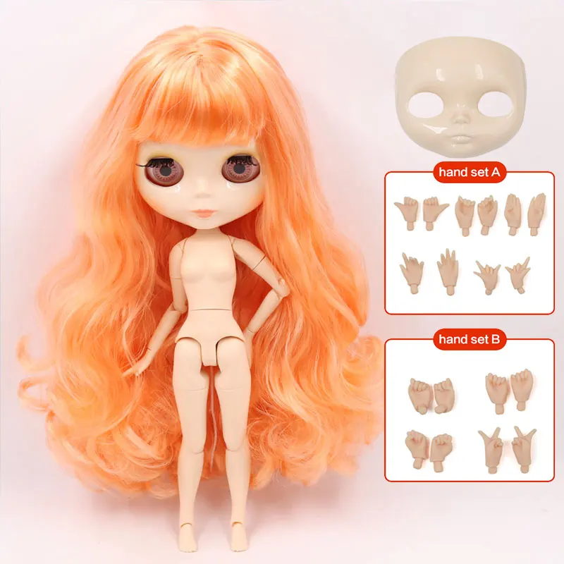 doll hand AB shell ICY Blyth кукла Обнаженная тела 30 см игрушки BJD белое блестящее лицо с дополнительными руками AB и Лицевая панель 1/6 DIY модные куклы подарок для девочки - Цвет: doll hand AB shell