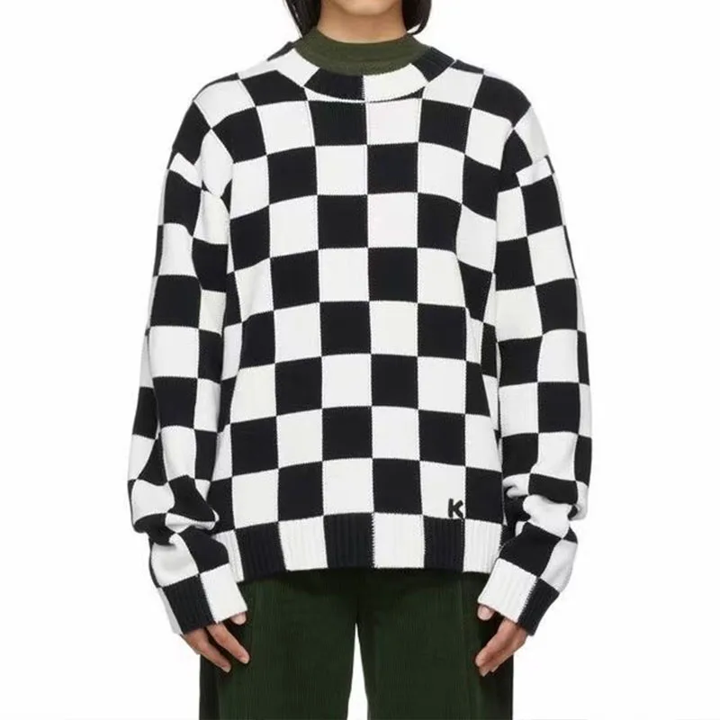 

Женская блузка в клетку, с длинным рукавом, свободного покроя, Осень-зима 2021
