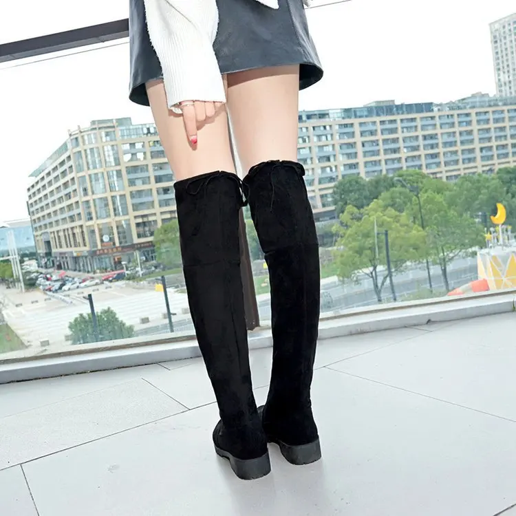 Высокие сапоги до бедра женские зимние ботфорты пикантная модная обувь на