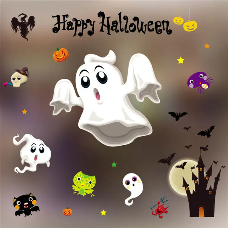 Смешные Хэллоуин кости тыквы статическое электричество стикер