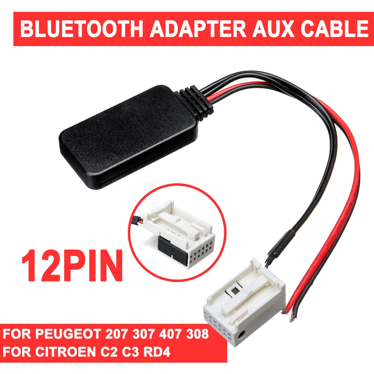 For Citroen C2 C3 RD4 Peugeot 207 307 407 308 12Pin Car bluetooth Module Wireless Radio Stereo AUX-IN Aux Cable Adapter | Автомобили и