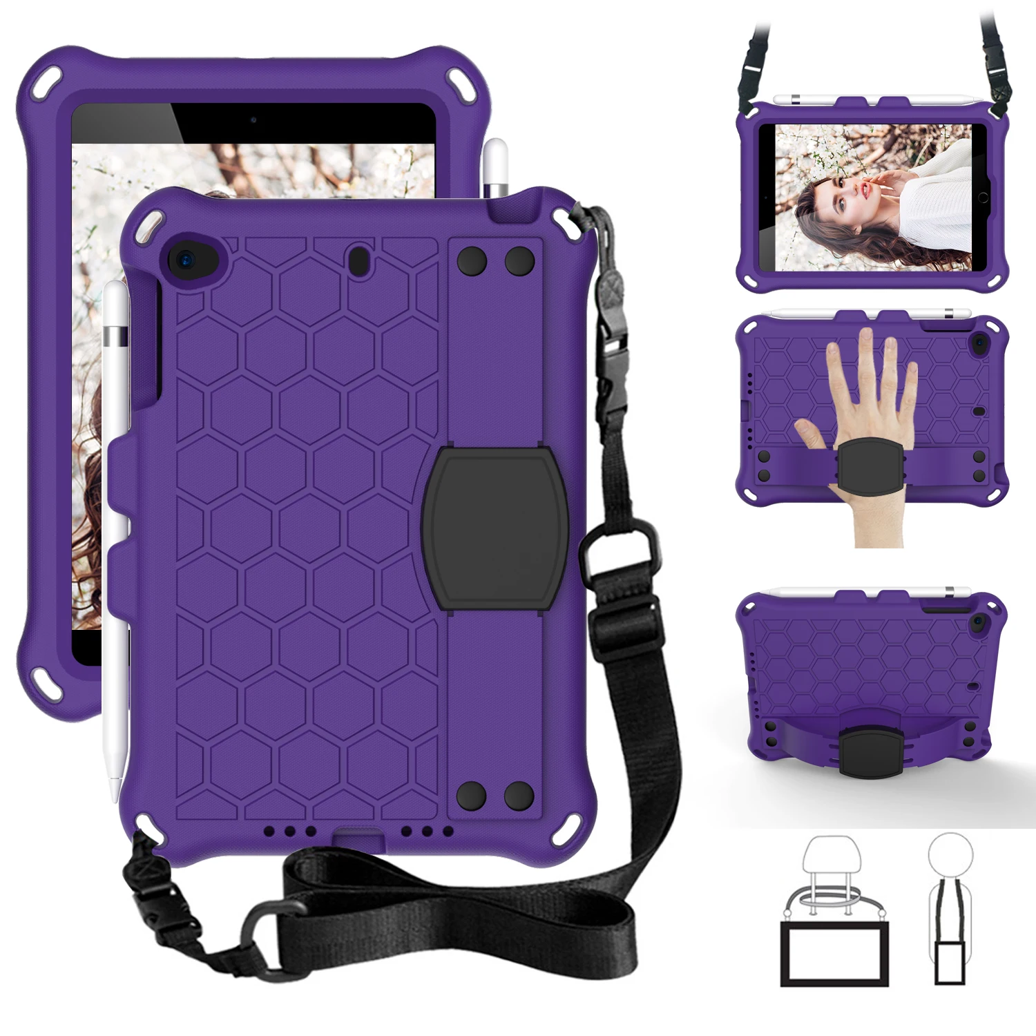 

For ipad mini case with strap EVA Shock Proof full body cover for kid stand Apple iPad Mini 1 2 3 4 5 7.9 inch Protective Shell