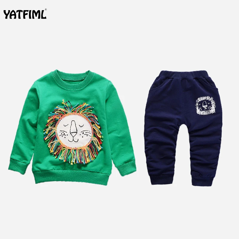 Комплект одежды YATFIML для мальчиков демисезонный спортивный костюм с Львом комплект детской одежда