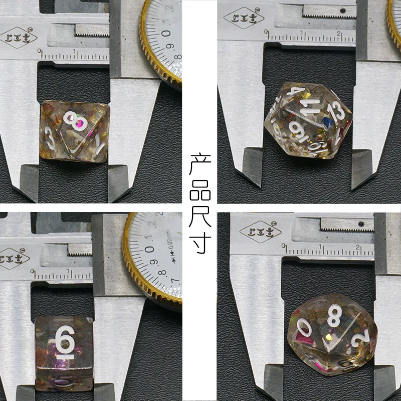 

7Pcs/set Foreign Trade Hot Sale Transparent Color Foil Dice with Embedded Color Film Game Dice Transparent Dice