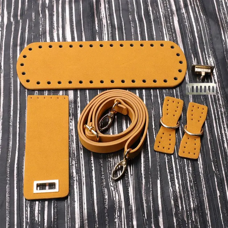

K5DA 5 Pieces/Set Artificial Leather Shoulder Bag Replacement Sewing Accessories for DIY Hand-Woven Crocheting Handbag Projects