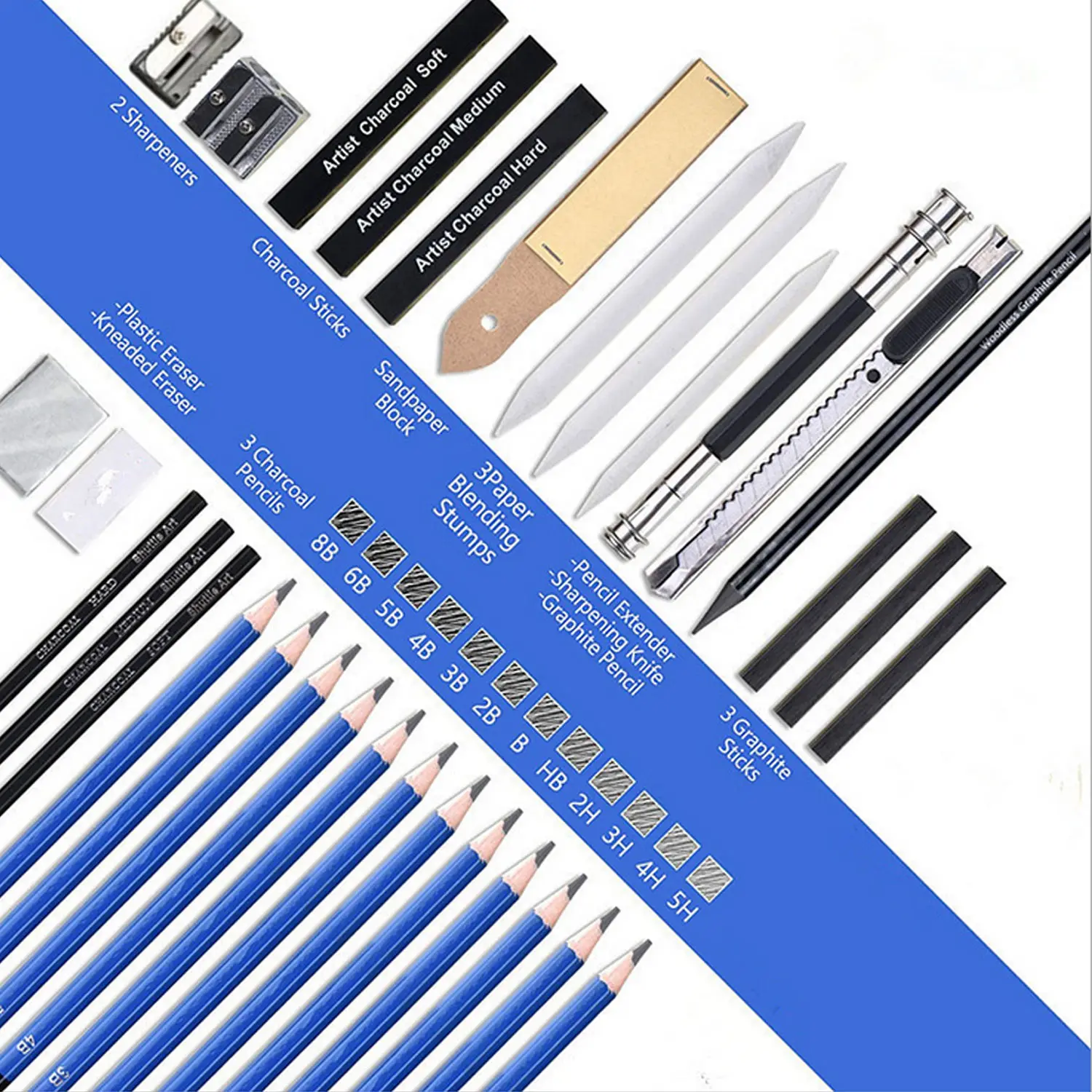 Набор для рисования и эскизов 32 шт. ластики точилка художников товары набросков