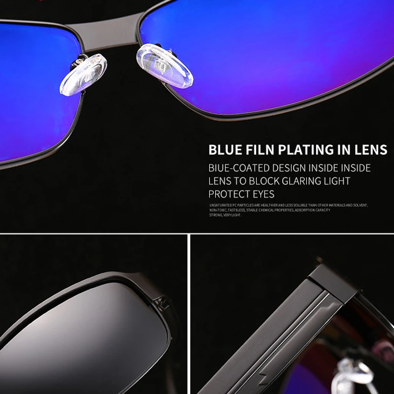 VCKA 2020 New Sunglasses Men Polarized Square Metal Frame Male Sun Glasses Driving Lens Coating yewear zonnebril heren Inner | Аксессуары