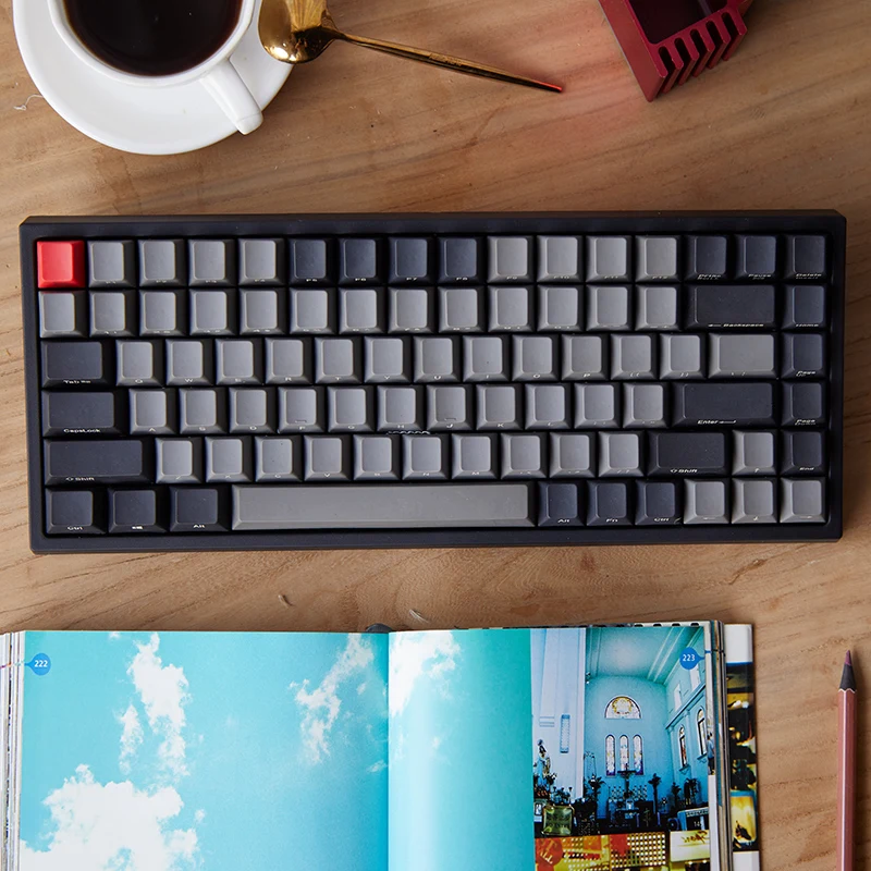 Keycool 84 ключей механическая клавиатура PBT клавиши вишня переключатель для ноутбука, проводной клавиатуры
