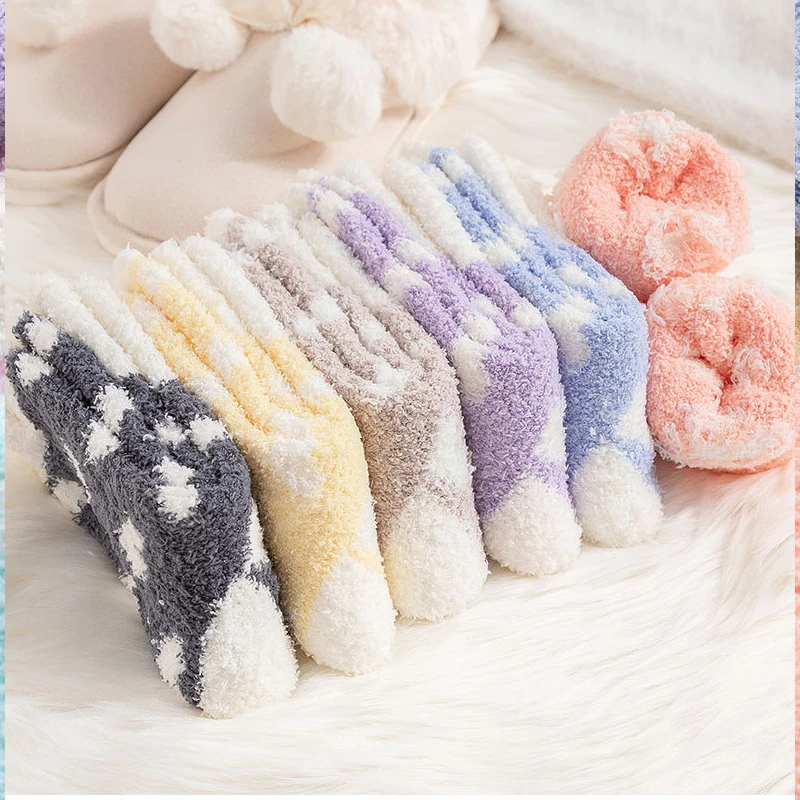 Новые кашемировые носки женские зимние теплые для сна домашние Пушистые Носки
