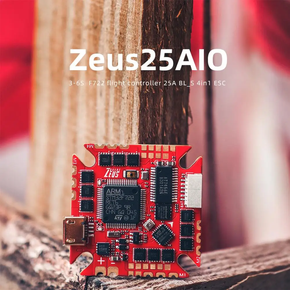 

HGLRC Zeus25 V2 AIO BMI270 F722 Flight Controller 25A BLHELIS 4in1 ESC 25.5X25.5mm 3-6S for RC FPV Cinewhoop Ducted Drones