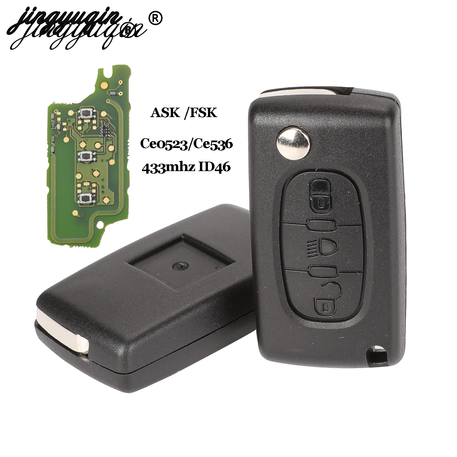 Jingyuqin дистанционный ключ 433 МГц подходит для Peugeot Partner 407 307 308 607 3 кнопки CE0536 ASK/FSK