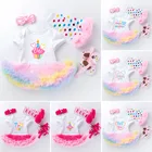 Для новорожденных, для маленьких девочек одежда для детей брендовая одежда для малышей из 4 предметов: Комплекты одежды с юбкой-пачкой Детский комбинезон для мальчиков и девочек; Roupas De Bebes кукла трансфер до Menina Infant, От 0 до 2 лет, Детские наряды на день рождения