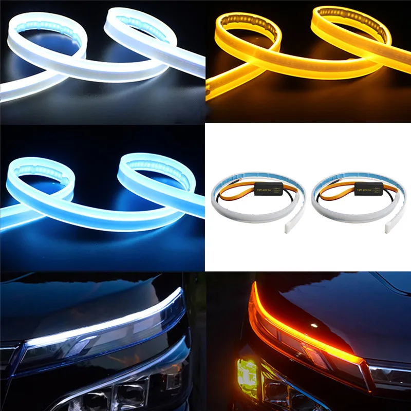 2Pcs 45cm Flexible Flowing Low Consumption High Bright Durable LED Car Headlight Turn Signal Brake Daytime Running Lights#290900 |