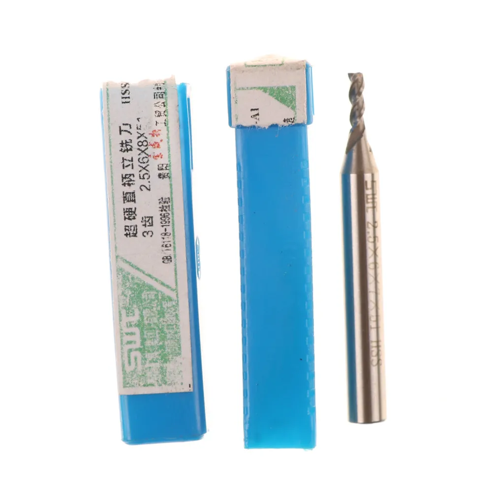 

2.5*6*8*52mm 3 Flute End Mill Router Drill Bit Cutter HSS Straight Shank Tool Whosesale