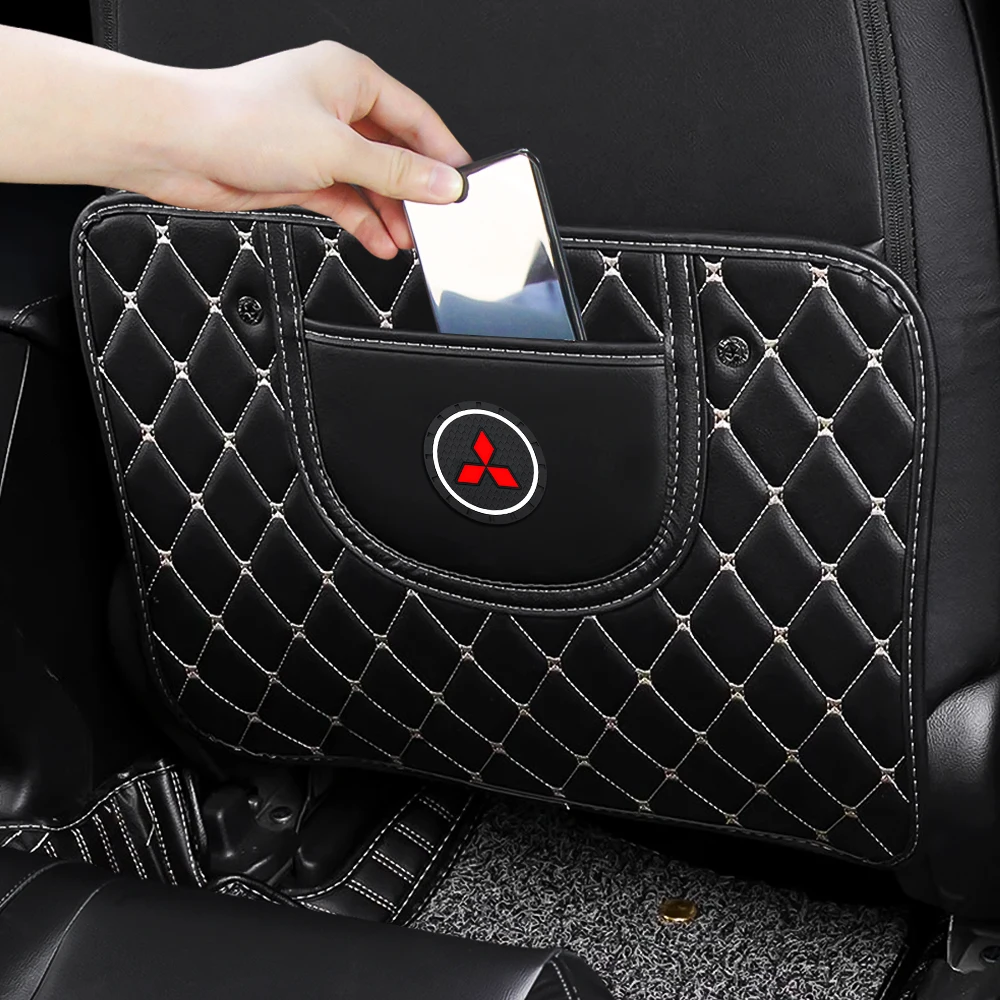 

Leather Car Seat Back Anti-Kick Mat Child Anti Dirt Scratch Pad For Mitsubishi Ralliart Lancer 9 10 Outlander Pajero L200