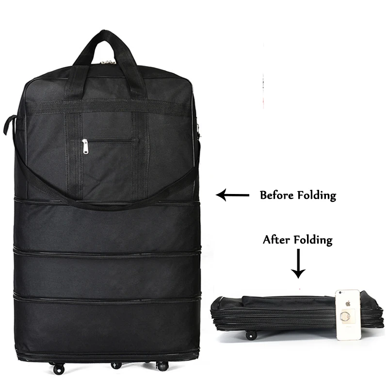 JXSLTC Waterproof Portable Travel Rolling Suitcase Air Carrier Bag Unisex  Expandable Folding Oxford Suitcase Bags with Wheels