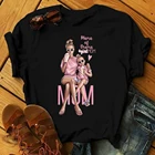 Для мамы с дочкой футболка для матери с принтом в виде надписи Love черная футболка Harajuku футболка с надписью Mama Vogue 
