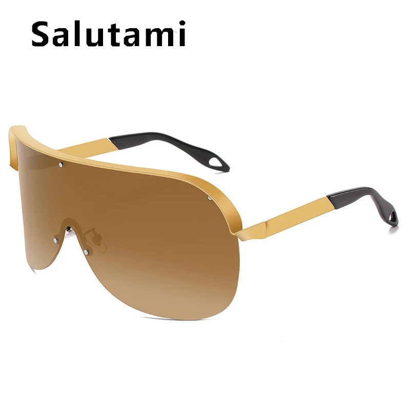 Супер большая оправа цельный щит солнцезащитные очки для женщин 2020 новый сплав