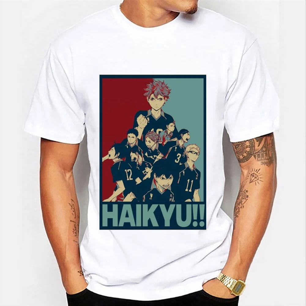 

Футболка Haikyuu с аниме Fukuronaki, футболки для старшей школы, летние мужские футболки в стиле Харадзюку, футболки большого размера с коротким рук...