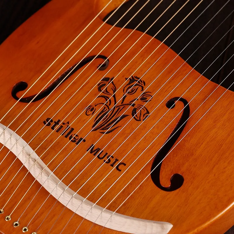 

19 Metal String Wooden Mahogany Lyre Harp Musical Instrument with Tuning Wrench and Spare Strings