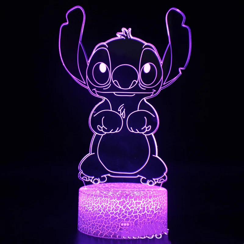 Мультяшная фигурка Диснея ститча 3D светильник па детский светодиодный
