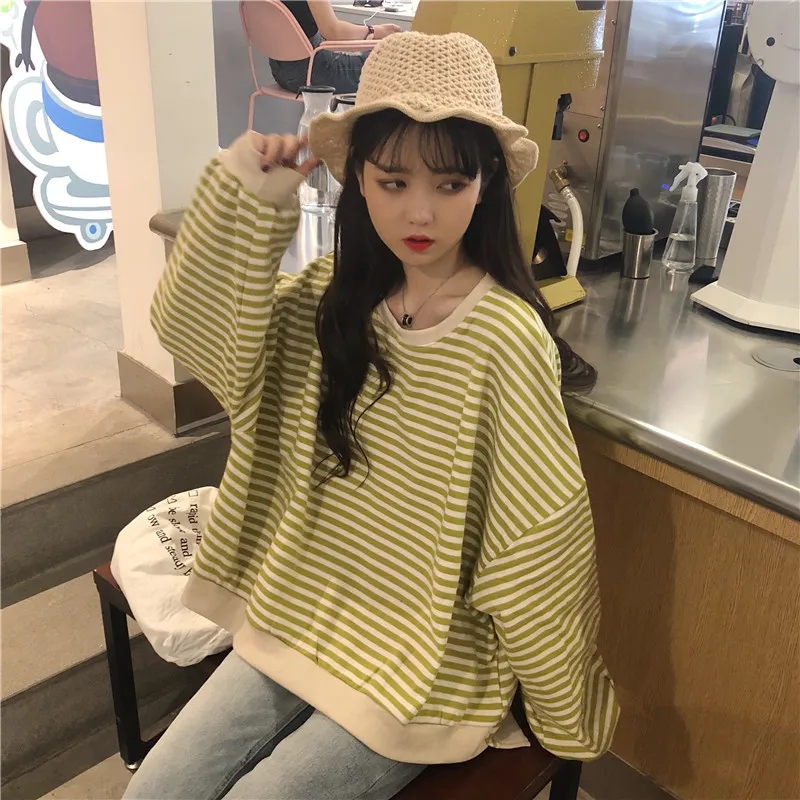 Толстовка Женская в полоску с длинным рукавом|Женские толстовки и свитшоты| |