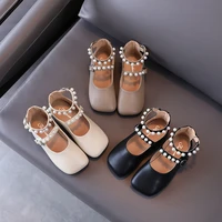 autumn pearl girl leather shoes solid color girl princess shoes children leather shoes