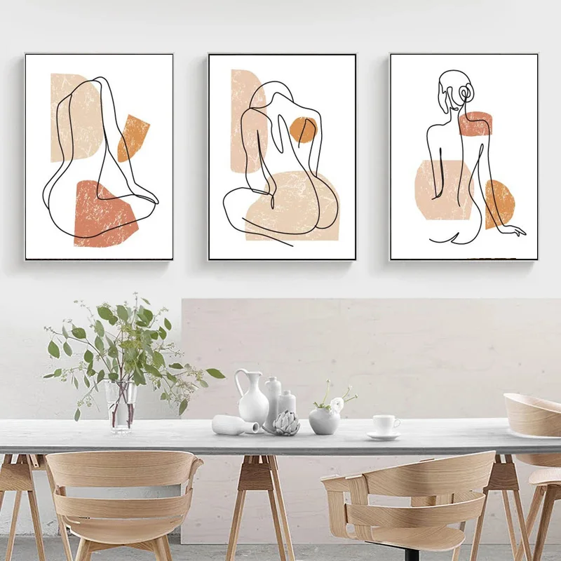 

Abstract One Line Nude Women Wall Posters Painting Modern Boho Home Living Room Bedroom Decoration Canvas Painting Picture